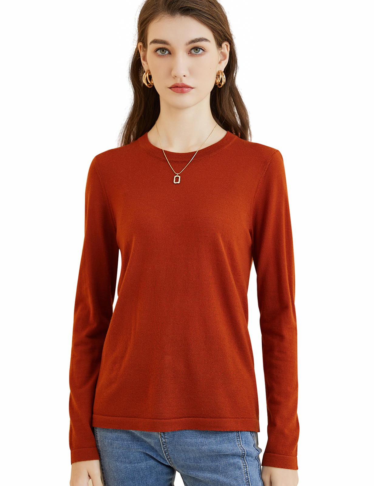T-shirt à col rond en laine mérinos pour femme, 100% laine mérinos, couche de base, t-shirt à manches longues, vêtements en tricot en Y, haut doux, mode automne et hiver