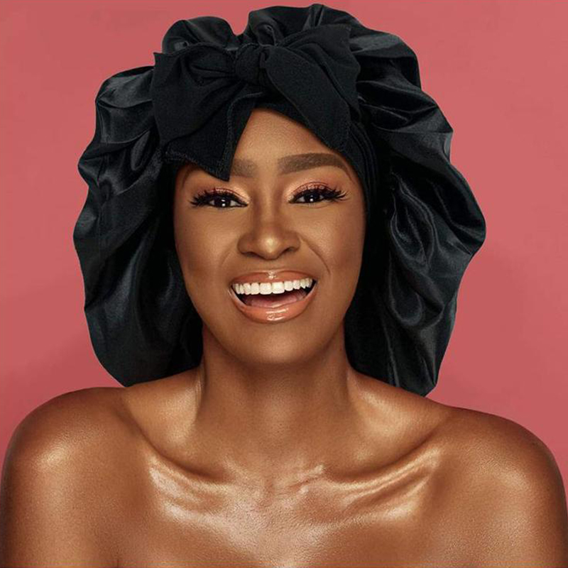 Bonnets en Satin de soie chapeau cheveux nuit Satin Bonnet Satin chapeau pour dormir Bonnets pour femmes Bonnet bouclés tresse cheveux DM04
