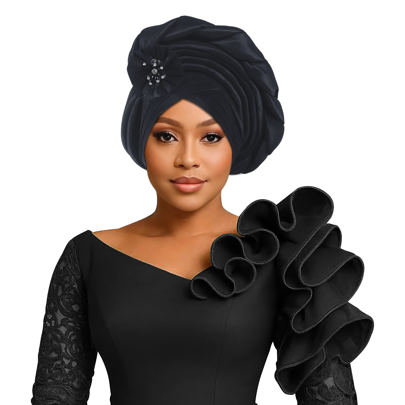 Turban africain tressé à motif floral en diamant pour femmes, Gele nigérian, Geles de mariage, foulards pour la tête, coiffure de fête