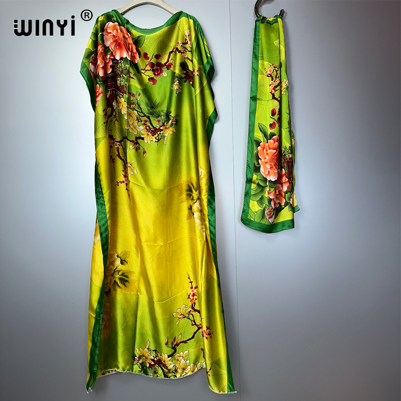 WINYI robes africaines pour femme robe imprimée boho avec ceinture abaya dubaï tenue traditionnelle de luxe ensembles musulmans femme robe de soirée