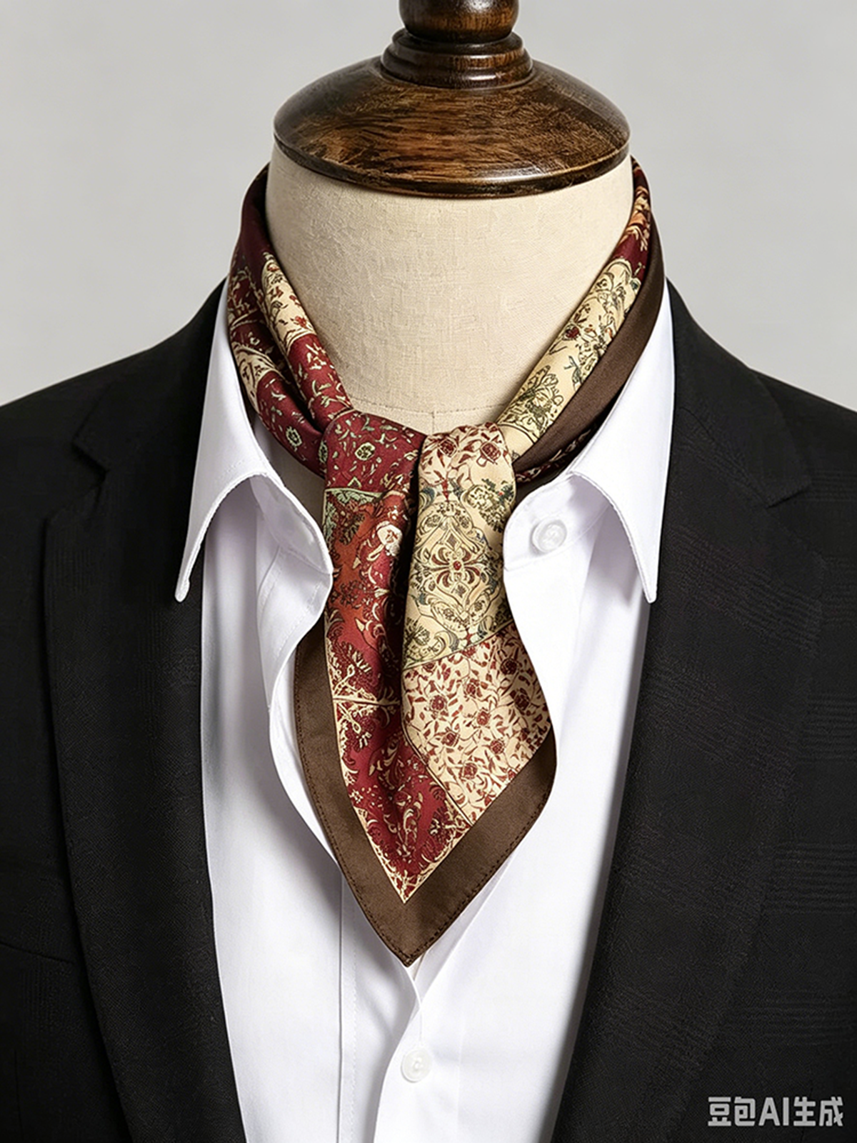 Écharpe de luxe pour homme, foulard 100% soie de mûrier, cravate carrée imprimée vintage, Ascot haut de gamme