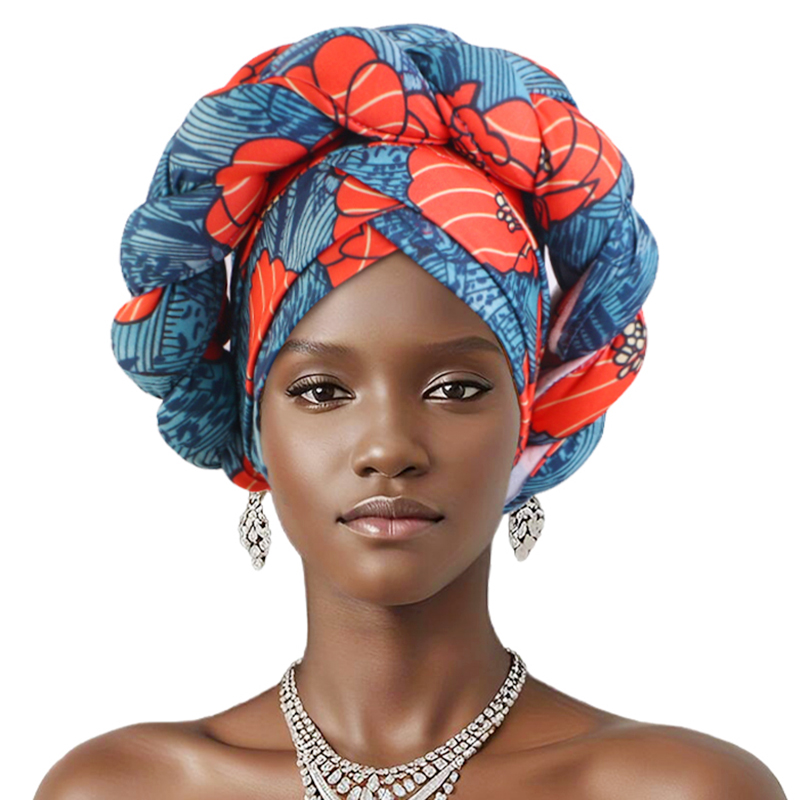 Nouveau imprimé africain torsadé grande tresse Turban chapeau musulman Hijab chapeau élastique bandeau foulard Ramadan foulard Beanie chapeaux