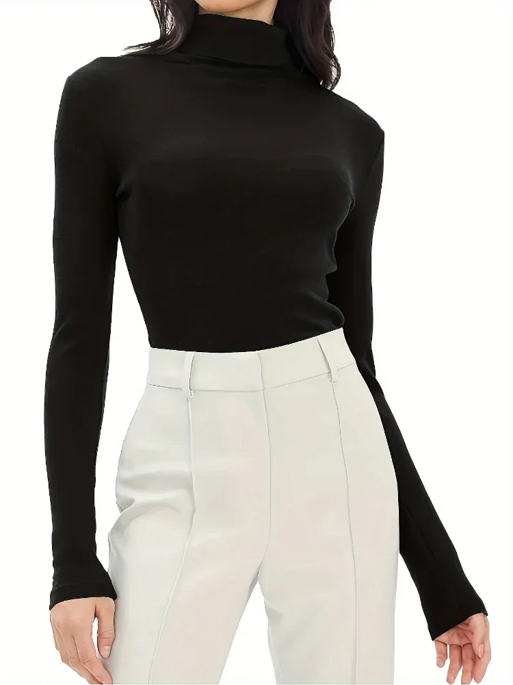 Grande taille femmes Pull 2025 nouveau automne hiver épais tricoté côtelé Pull Pull respirant col roulé mince chaud Pull Femme