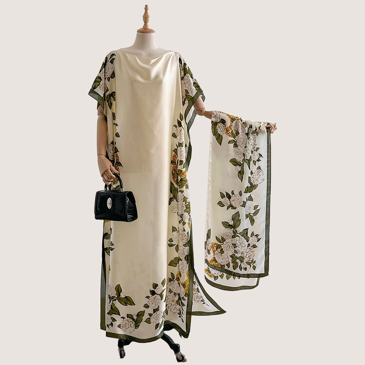Été nouvelle mode robes africaines pour les femmes élégant imprimé soie dame musulmane longue Hijab caftan robe surdimensionné koweït Abaya