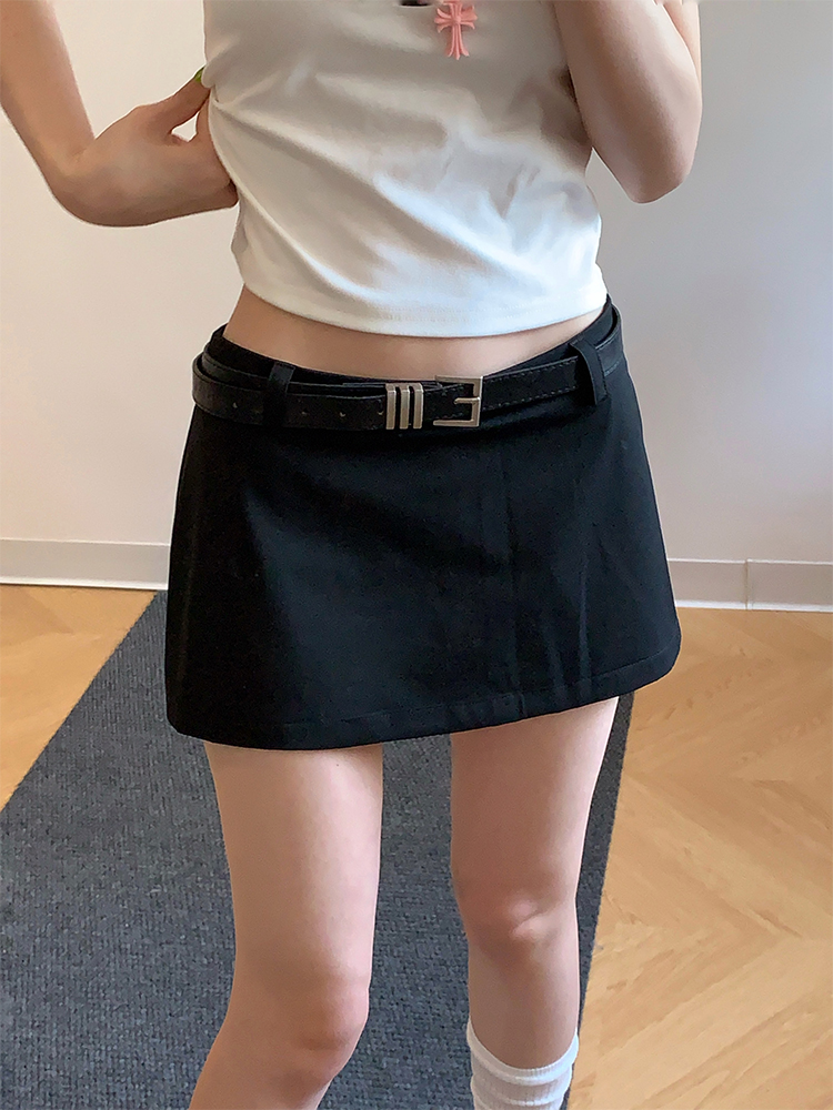 Jupe courte taille basse pour fille épicée, nouveau costume, noir, rétro, Design américain, Mini jupe Sexy, été 2025
