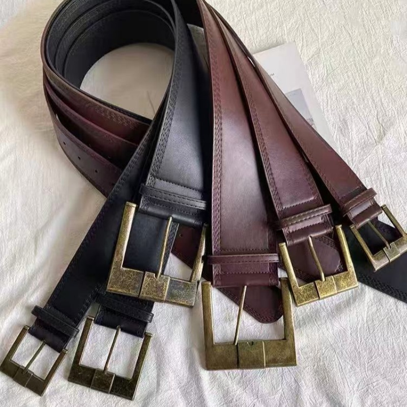 Ceinture large pour femmes, nouveau style, ceinture à la mode et polyvalente, ceinture accessoire de niche, ceinture de taille Maillard marron rétro, 2025