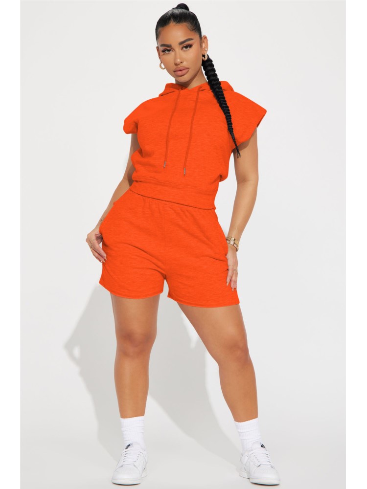Ensembles de sport décontractés pour femmes, à la mode, Short à capuche, manches courtes, ensemble deux pièces, costume de couleur unie, Streetwear, été 2025