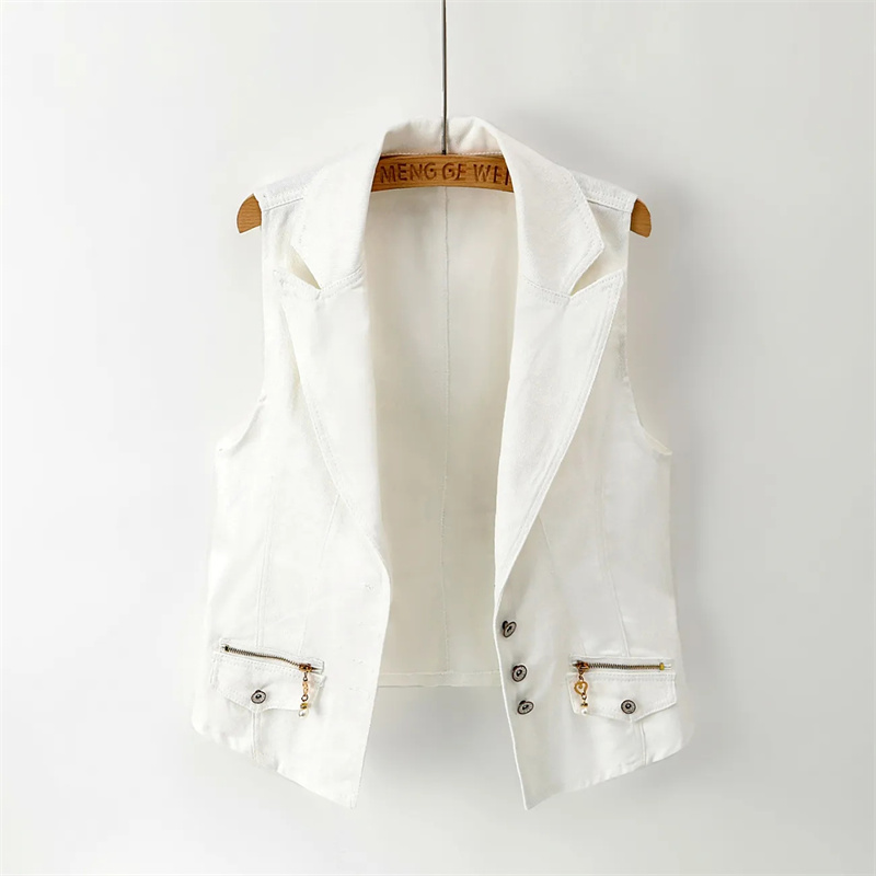 Gilet en Jean femme 2025 nouvelles dames veste en Jean blanc gilet de mode gilet d'été manteau vêtements d'extérieur S-5XL