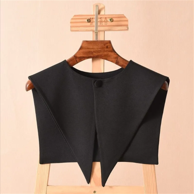 Vêtements d'extérieur pour femmes, châle à col pointu, décoratif, polyvalent, col bleu marine, écharpe en Faux col, châle ajouré, enveloppes élégantes