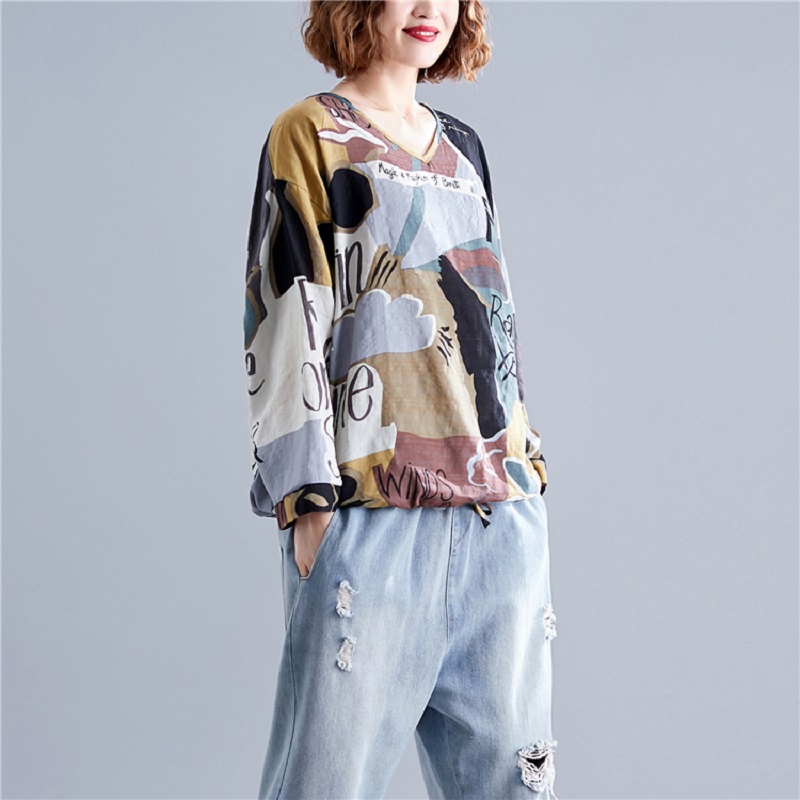 T-shirt ample décontracté en coton style coréen vintage pour femme, collection automne-été 2026