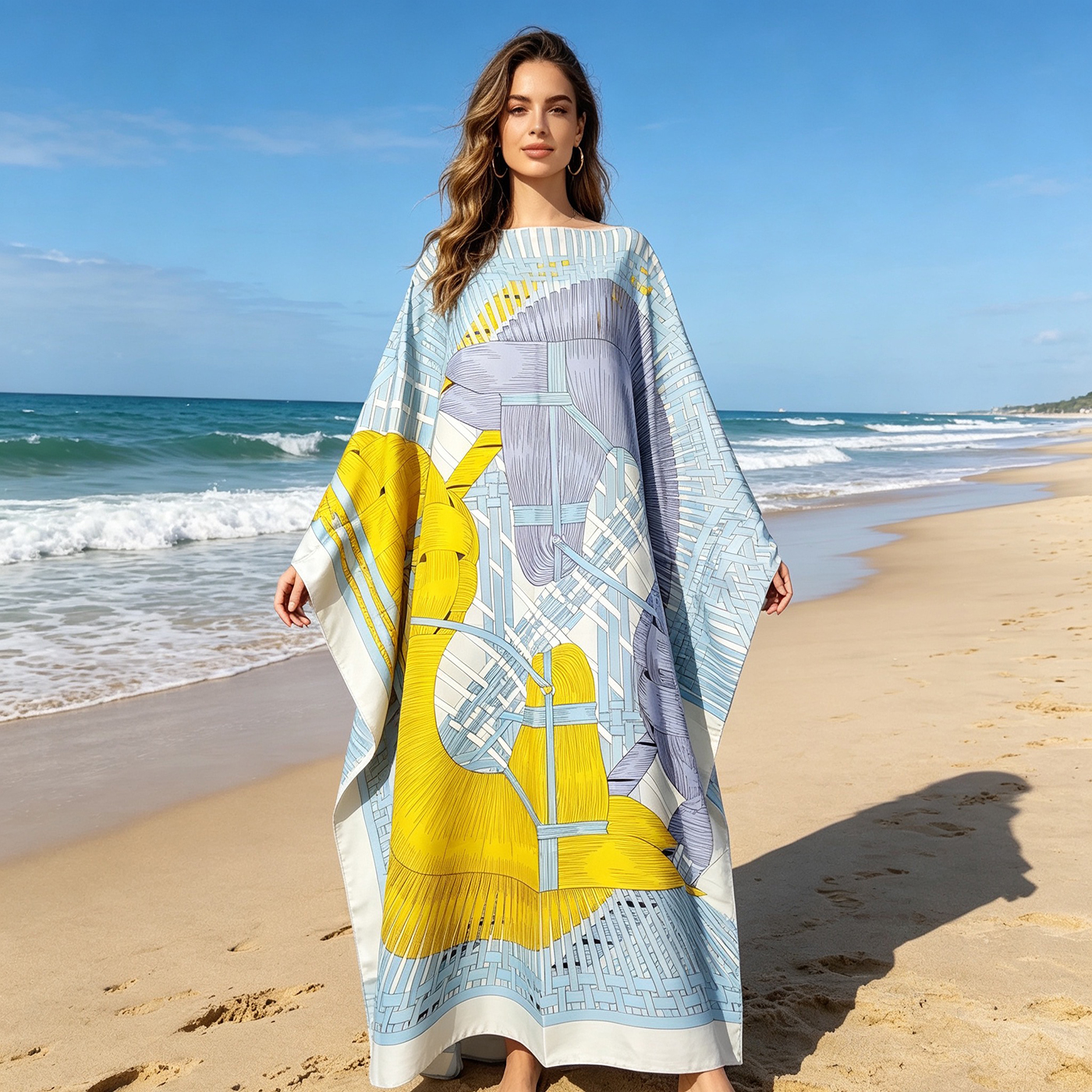 InjAbaya-Robe africaine en sergé pour femme, kaftan traditionnel, bohème, imprimé, vêtements de plage, boubou, été
