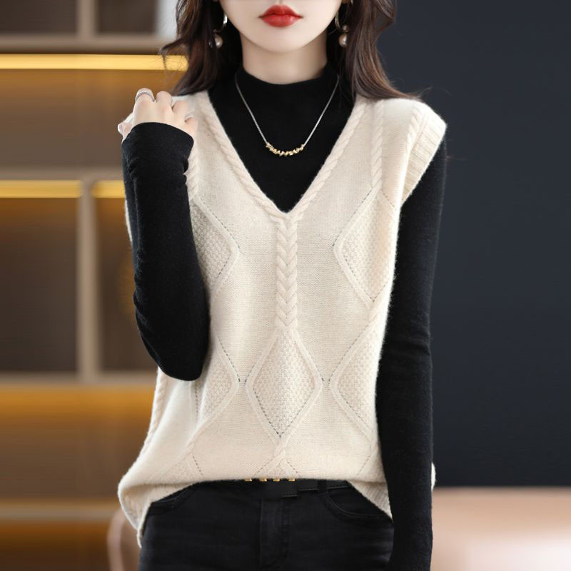 Gilet femmes automne nouveau 2025 col en V pull tricot gilet hauts femme décontracté sans manches couleur unie pull gilet femme