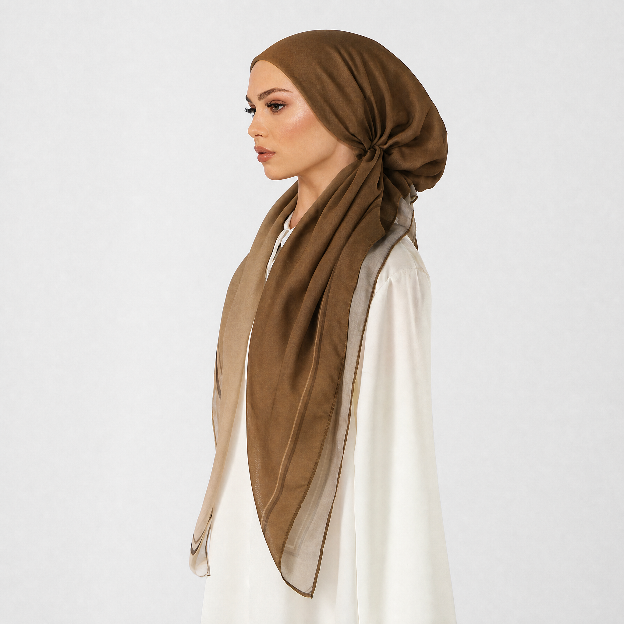 Hijabs instantanés musulmans pour femmes, voile fin dégradé, bandeau, couvre-tête, couvre-cou et épaules, bonnet élastique, châle de tête