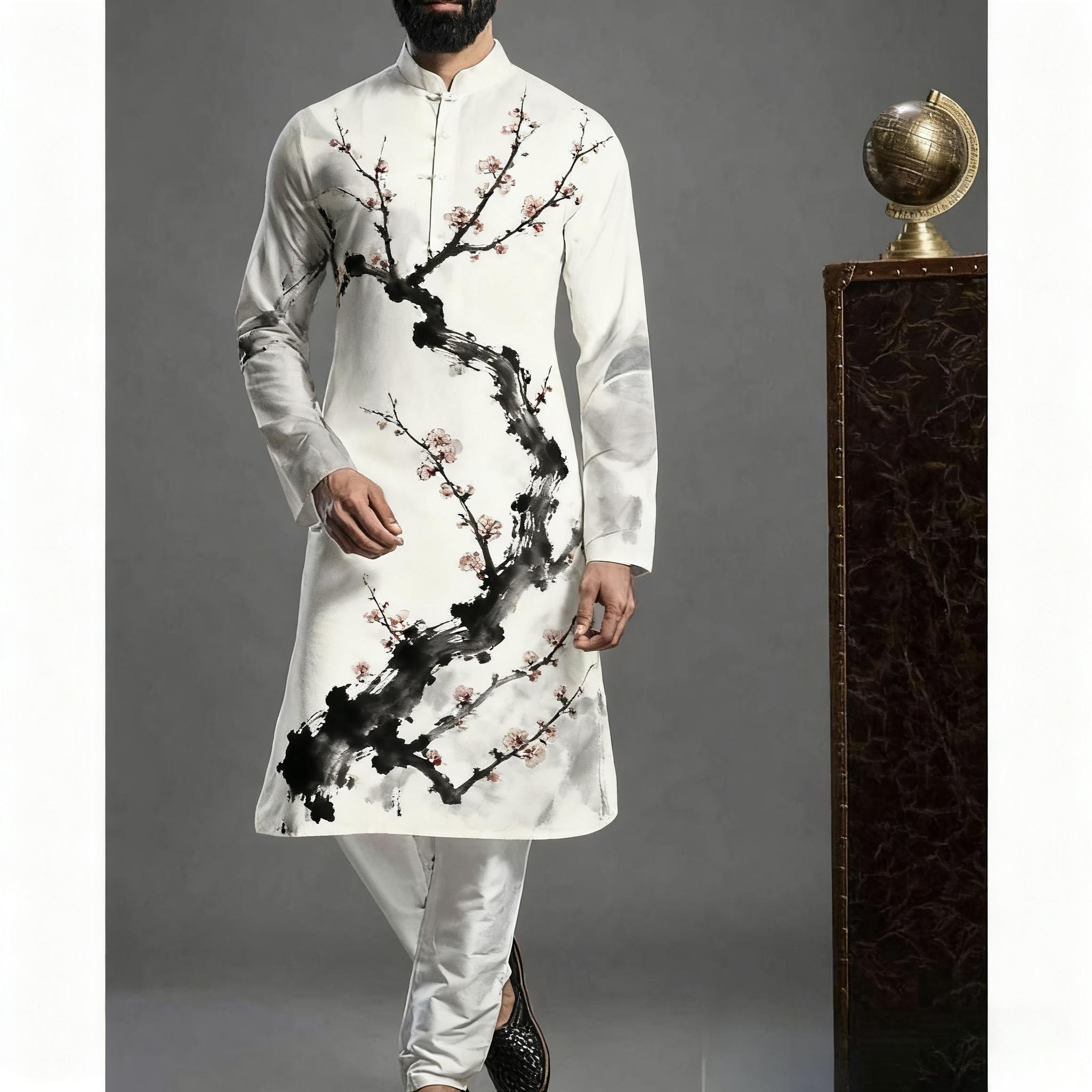 Chemises musulmanes pour hommes, col en Patchwork, manches longues, Vintage, vêtements islamiques, arabes, décontractés, 2026 ﻿