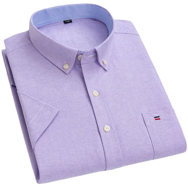 Chemise rayée à carreaux à manches courtes pour hommes, chemises en coton, blanc, décontracté, affaires, coupe régulière, grande taille, S-7XL, été, nouveau