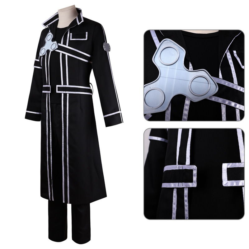 Anime épée Art en ligne Costume Kazuto Kirigaya Cosplay veste chemise pantalon trench Kirito uniforme perruque Costume tenue de fête pour homme