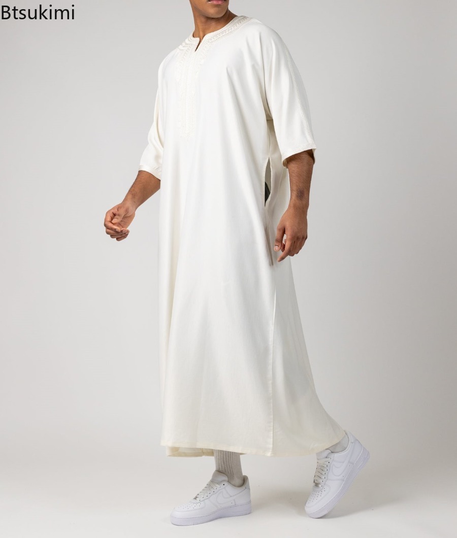 Nouvelle Abaya Musulmane pour Hommes 2026, Vêtement Traditionnel du Moyen-Orient, Thobe Arabe Islamique, Kaftan de Haute Qualité, Robe pour Cadeau de Mari