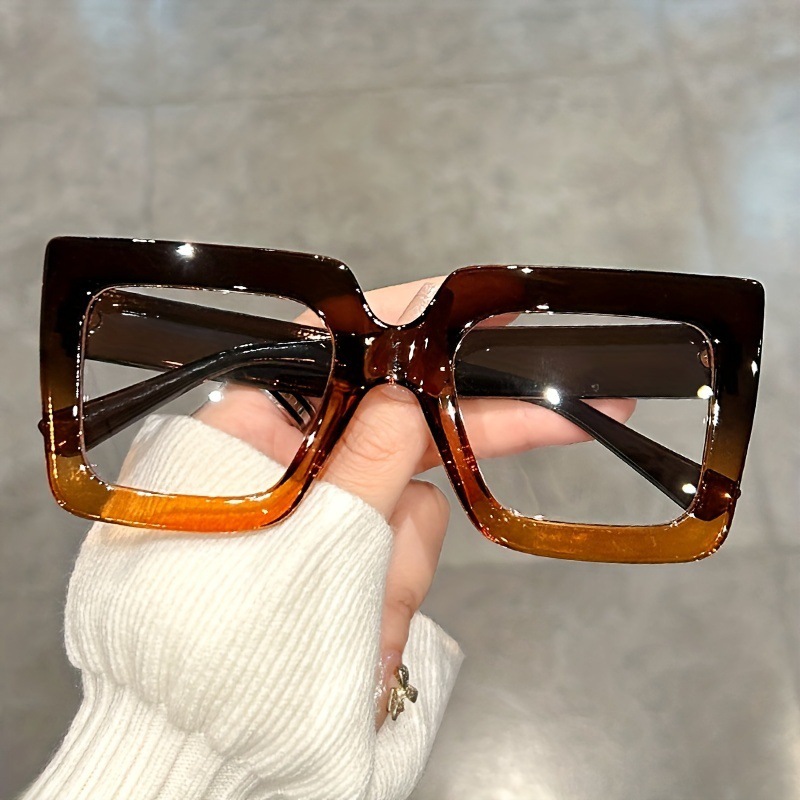 Lunettes anti-lumière bleue surdimensionnées à monture carrée, élégantes, transparentes, colorées, rétro, tendance, unies, pour femmes