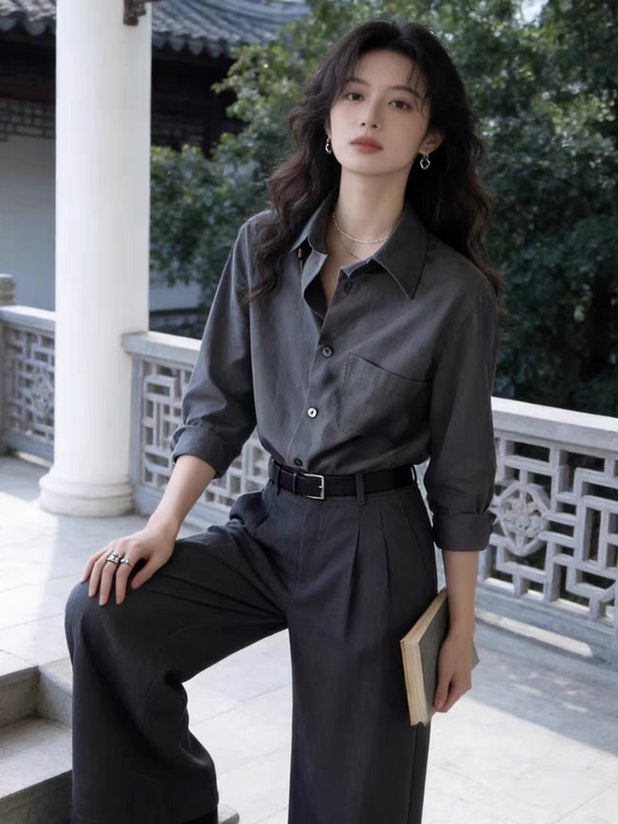 Chemise à manches longues pour femmes, chemisier boutonné de couleur unie, Style coréen, chemises de bureau pour dames, vêtements de printemps et d'été pour femmes