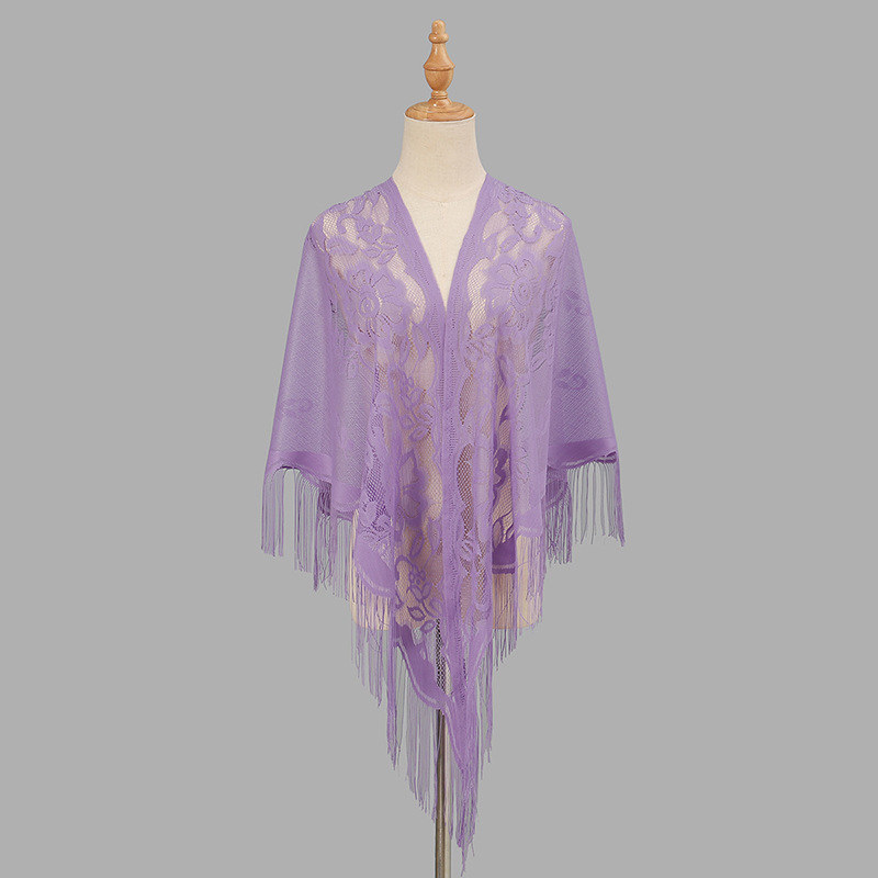 Nouveau châle triangulaire à franges, couleur unie, respirant, pour femmes