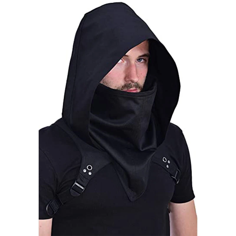 Cape à capuche pour adultes, Costumes Cyberpunk, accessoire païen, Cosplay, chapeau d'assassin médiéval, tenue de guerrier et usage quotidien