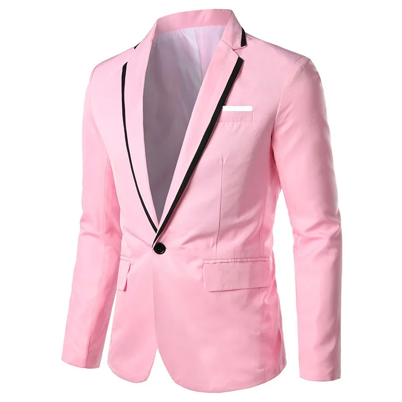 Robe de soirée en cuir pour homme, couleur unie, Blazer