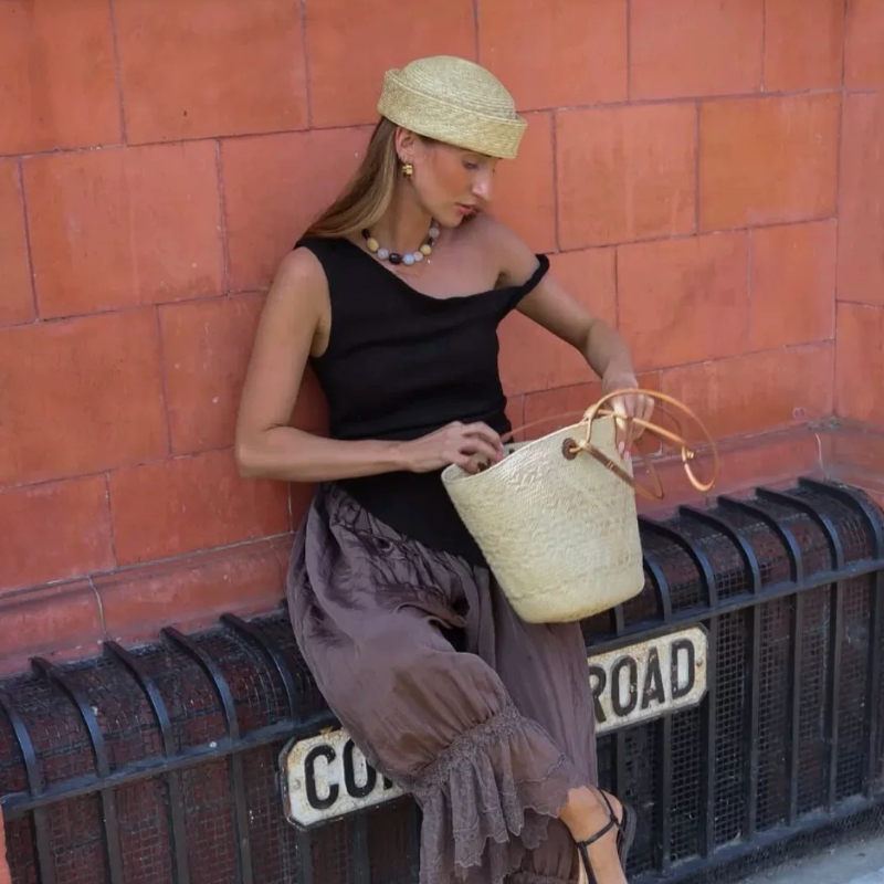 Chapeau de paille respirant en maille pour femme, style japonais, élégant, coloré, pour l'été en extérieur, avec dessus concave circulaire, type calotte ou béret