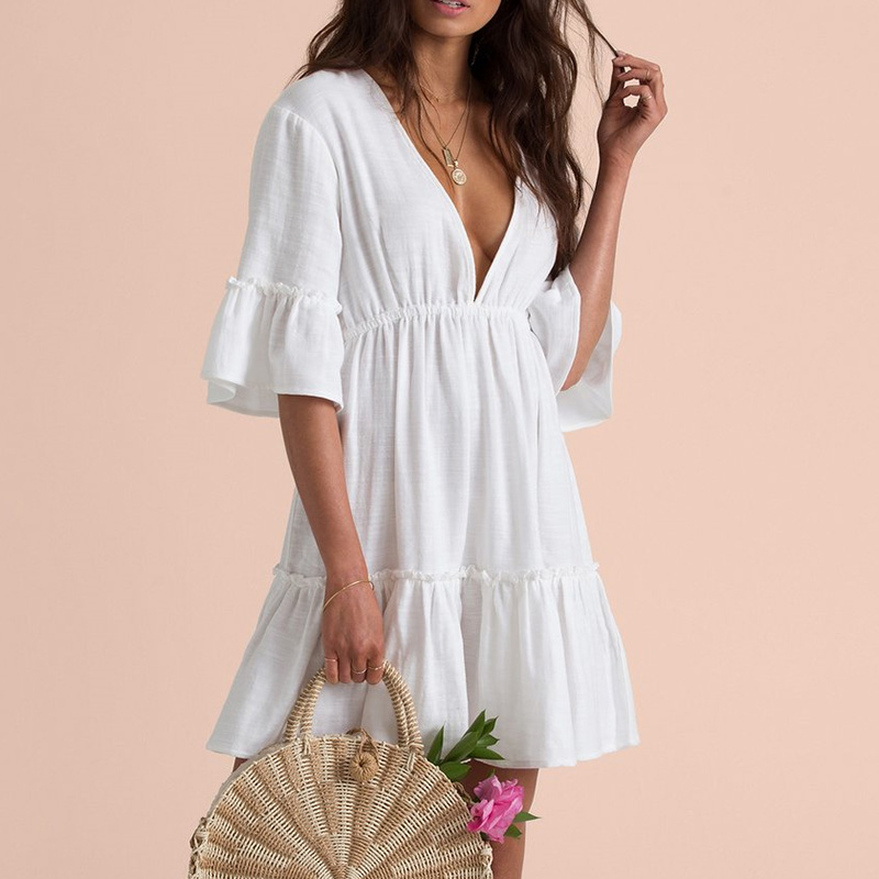 Robe de plage blanche couvrir caftans Sarong maillot de bain couvrir plage Pareos maillot de bain couvrir femmes maillot de bain tunique de plage
