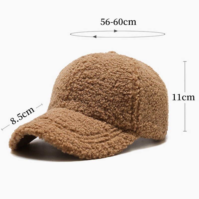 Casquette de Baseball en Laine d'Agneau Artificielle pour Femme, Parasol en Peluche, Vintage, Mode Décontractée, Solide, Garde au Chaud, Casquettes Document, Automne, Hiver