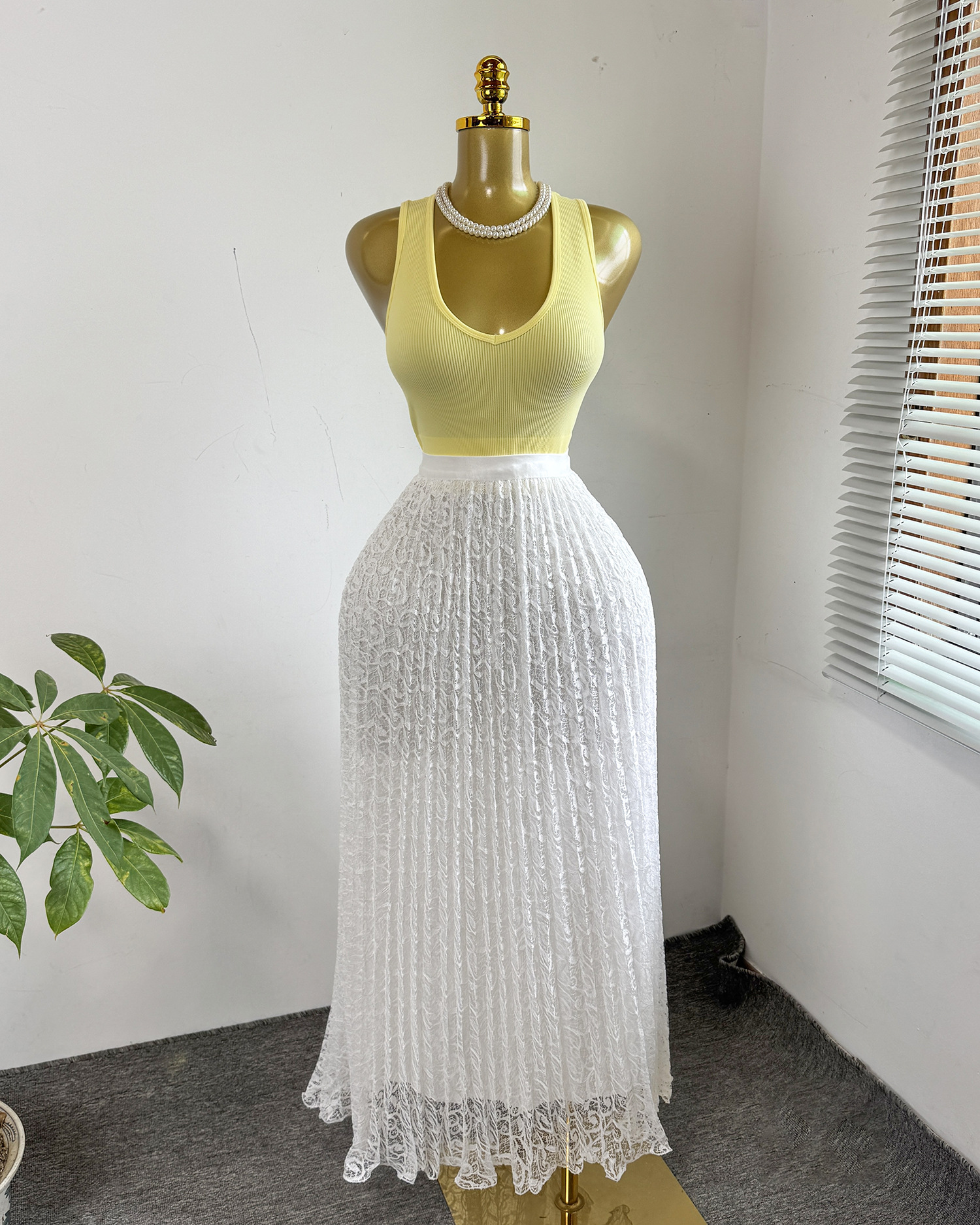 Jupes Femme Mi-longues Coupe Trapèze Taille Haute Ajustée Élégante Style Y2K Streetwear Décontractée Plissée en Dentelle pour le Travail Été 2026