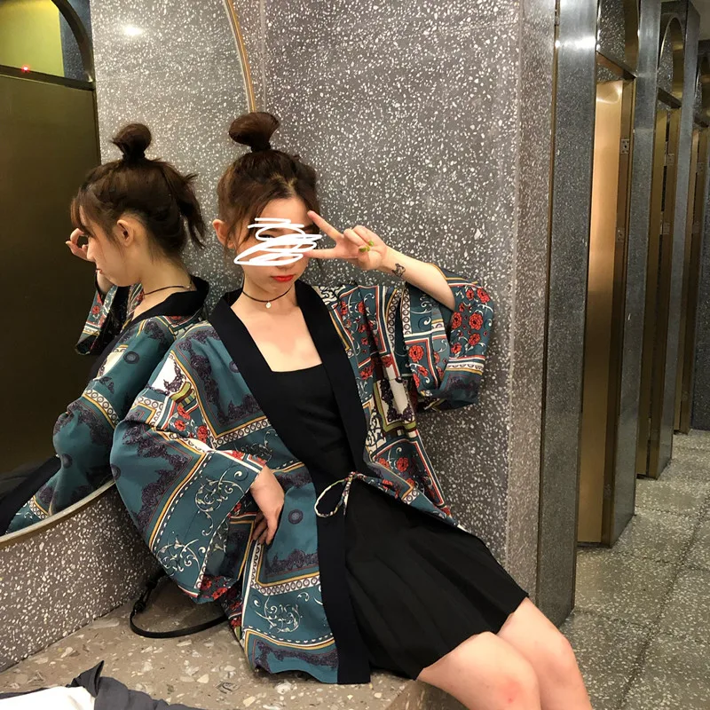 Cardigan en mousseline imprimé rétro style chinois pour l'été, chemise kimono japonaise streetwear, blouse Harajuku Kawaii