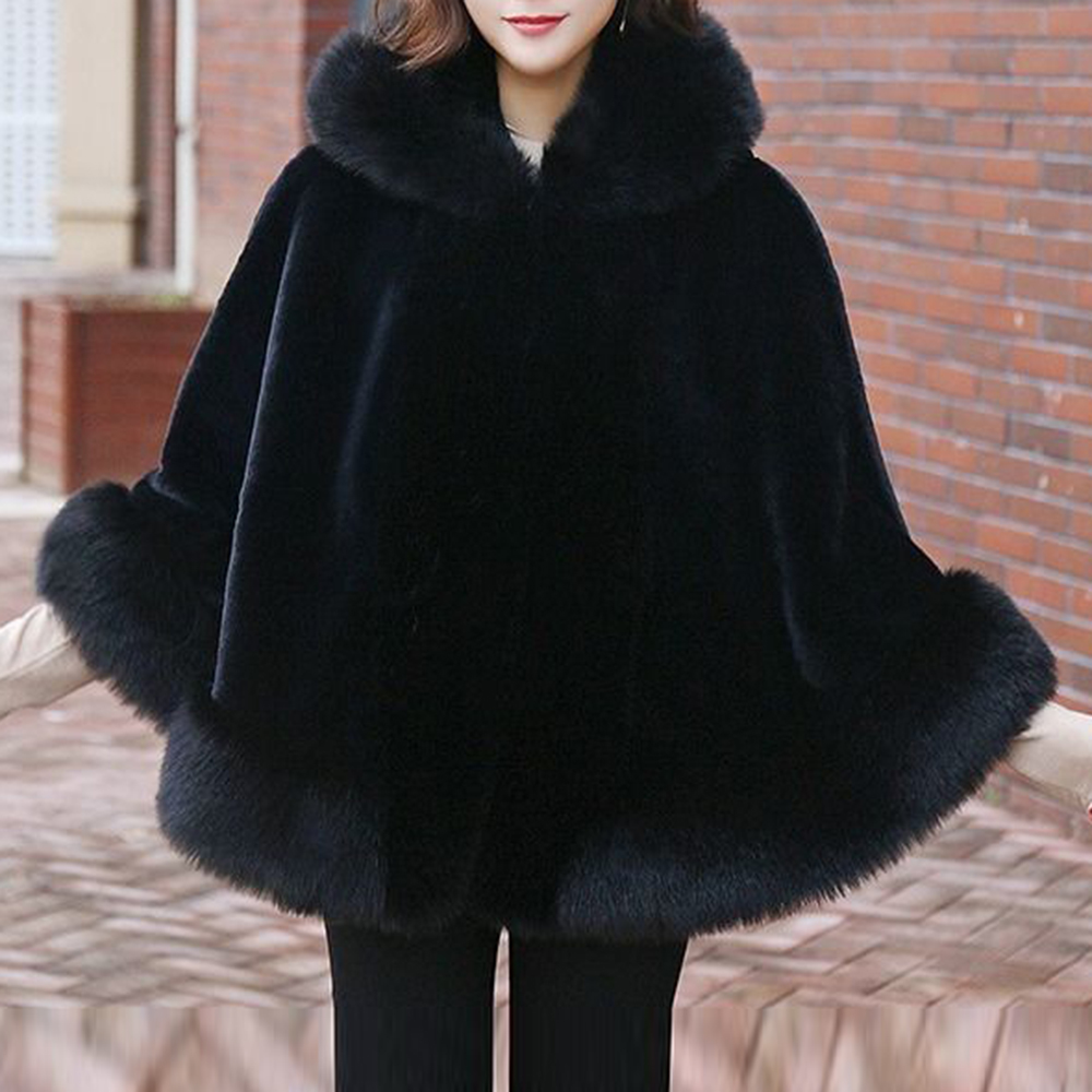 Femmes nouveau hiver fausse fourrure châle cape style court Haining fausse fourrure de renard épais à capuche coupe-vent femmes veste manteaux pour les femmes