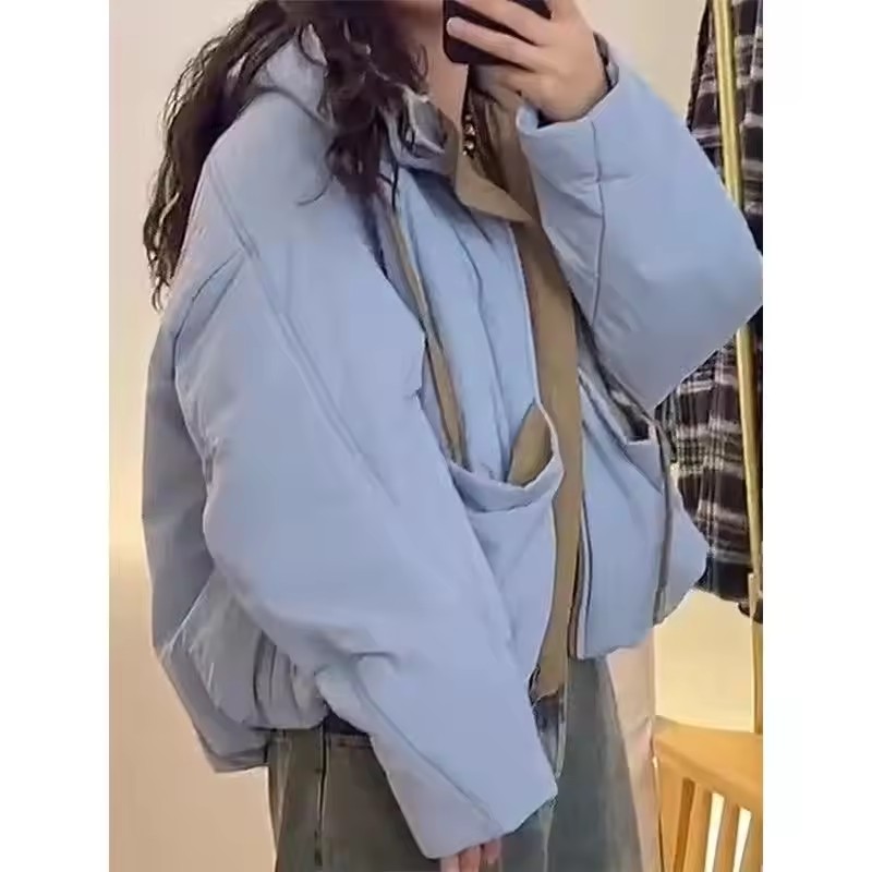 Sweat à capuche vêtements d'hiver femmes épais chaud coton rembourré vestes femmes Simple Chic Parkas poche Zip manteau