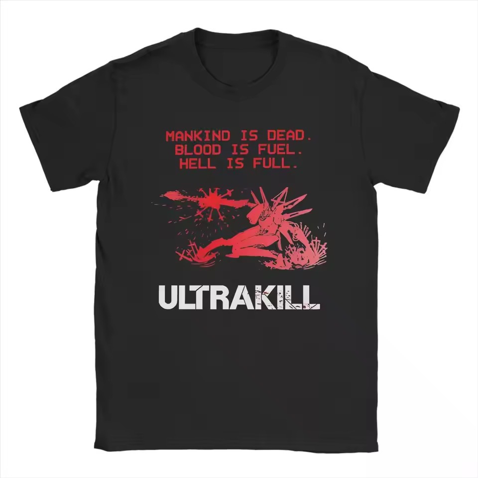 Hell T-Shirts pour hommes Ultrakill humoristique haute qualité coton T-Shirts col rond manches courtes T-Shirts impression vêtements Streetwear