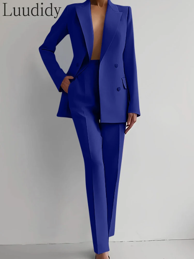 Costume deux pièces pour femme, blazer de bureau, ensemble blazer et pantalon à manches longues