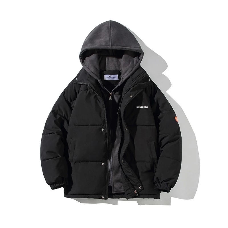 Parka courte à capuche surdimensionnée pour hommes et femmes, manteau en coton rembourré, pardessus décontracté, mode féminine, hiver