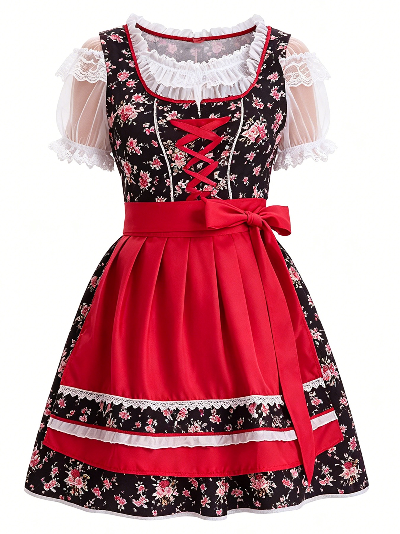Costumes d'Oktoberfest pour femmes, robes Dirndl, tablier, ruban, robes Dirndl bavaroises allemandes, chemisier, costumes d'Oktoberfest pour femmes