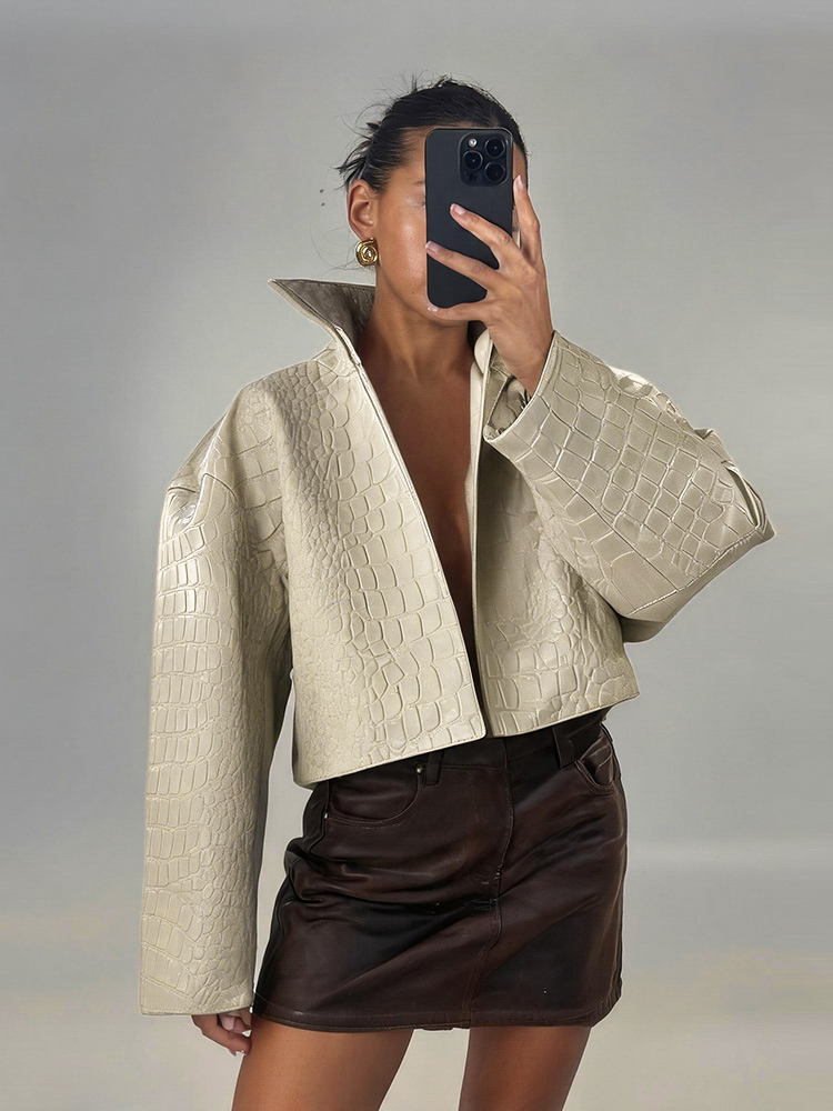 Manteau plaid pour femme, veste courte à col montant, manches longues, simple boutonnage, décontracté, chic, tendance, streetwear, pour l'automne