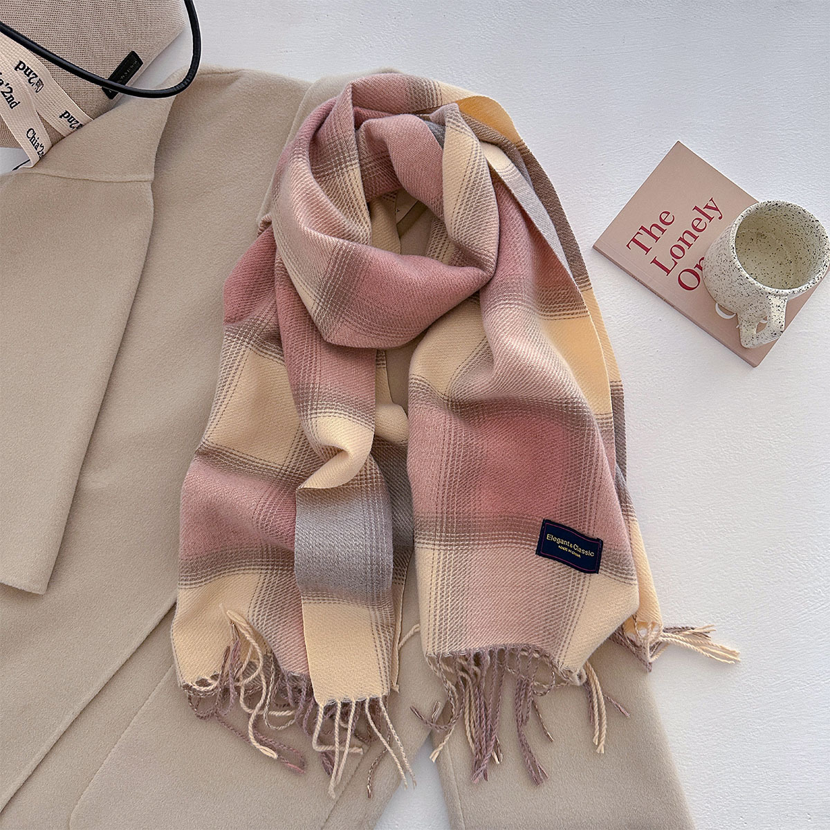 Écharpe chaude épaisse pour femmes, châle Pashmina de couleur avec pompon Long, fausse cachemire, couverture d'automne et d'hiver pour Wen, 50x210CM