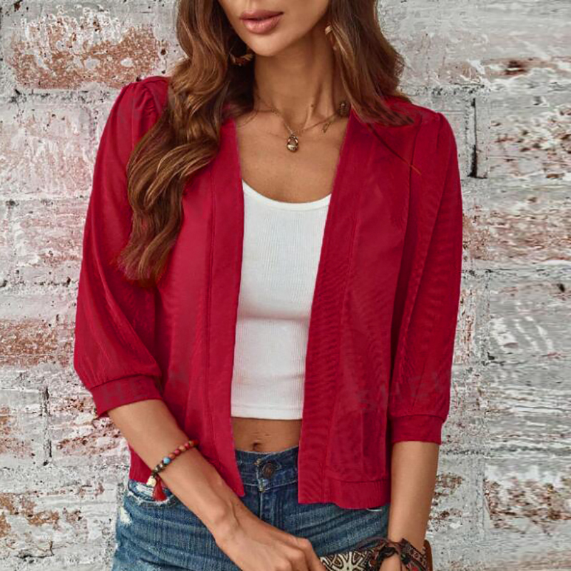 Cardigan court élégant pour femmes, noir blanc, manches mi-longues, veste courte mince, vêtements d'extérieur décontractés, Y-2024