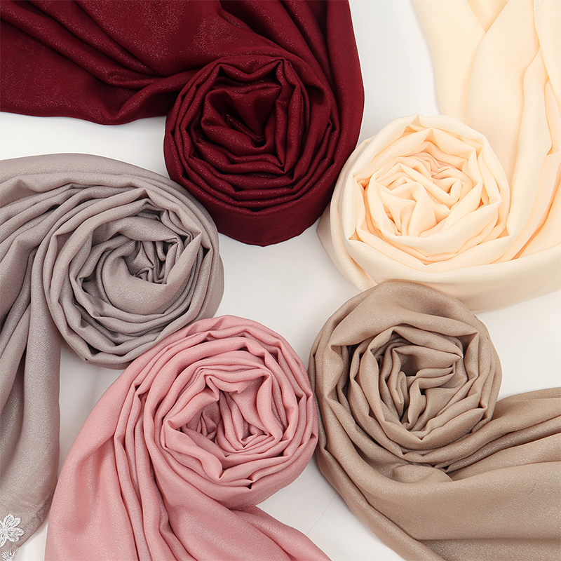 9 couleurs paillettes Hijab coton Polyester écharpe enveloppes châles unis rayonne tissu soie argent fil musulman écharpe femmes Hijab instantané