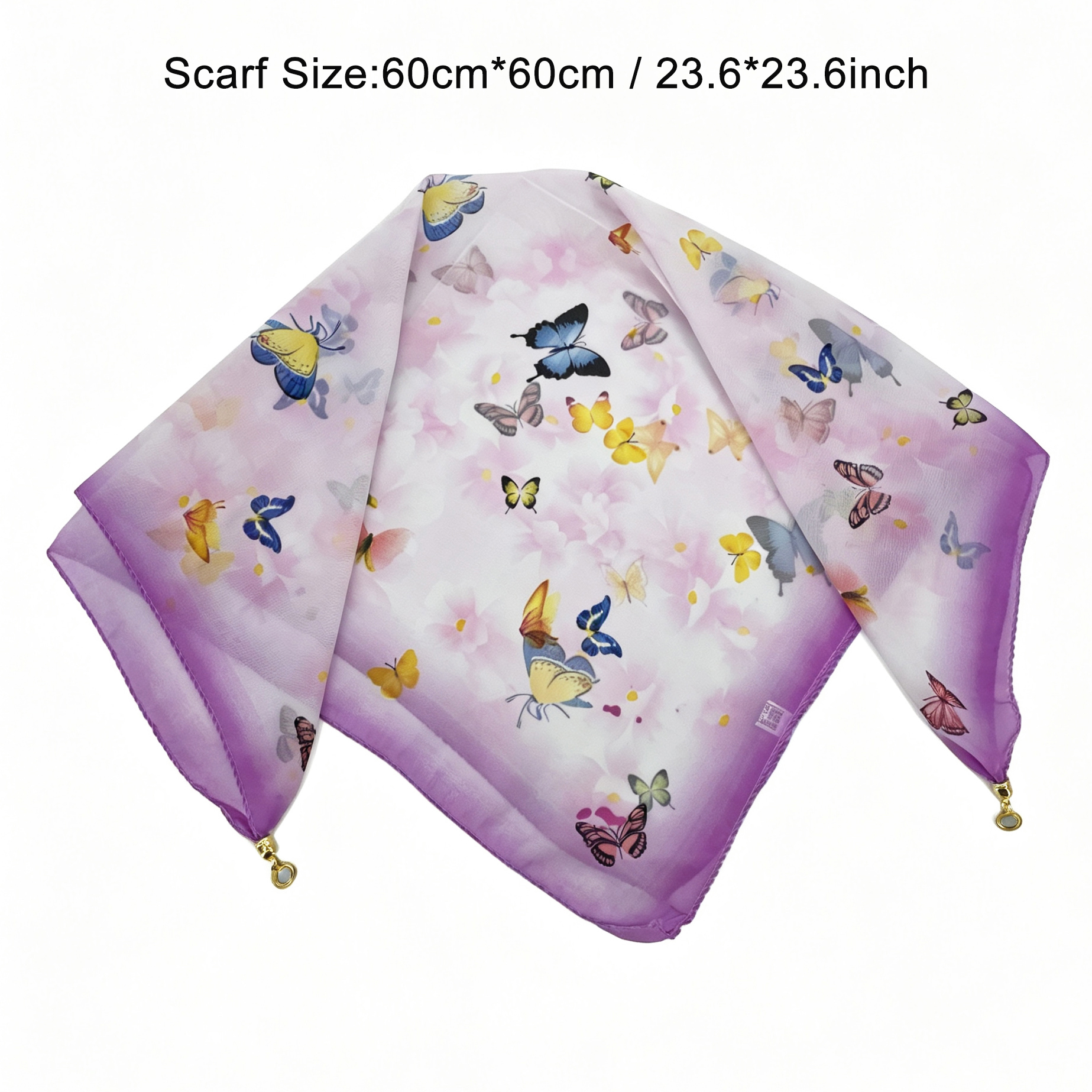 Écharpe à imprimé papillons avec boucle magnétique, foulard décoratif fin en mousseline, sans nœud complexe, facile à porter et à enlever