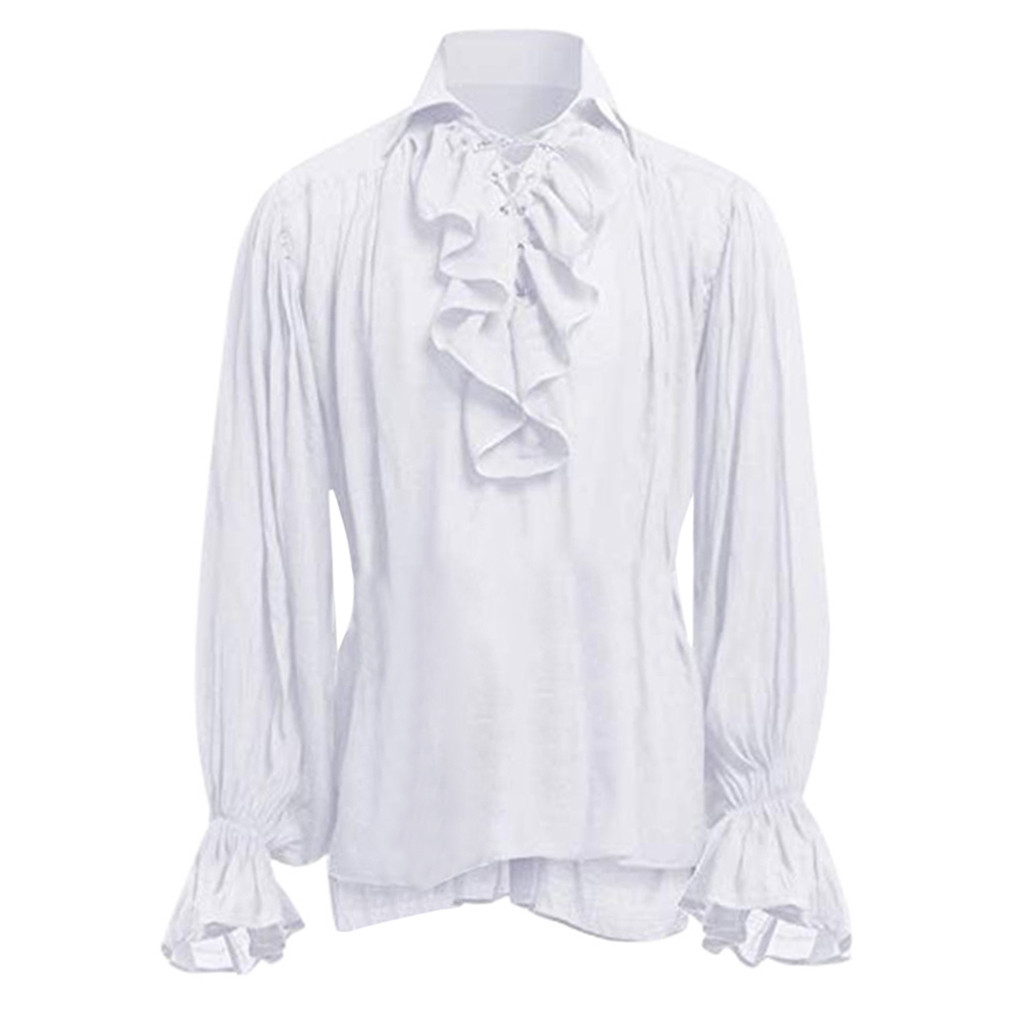 Costumes d'Halloween médiévaux décontracté volants chemises hommes Steampunk Cosplay automne à manches longues chemises gothiques Blouse hommes hauts Blusa