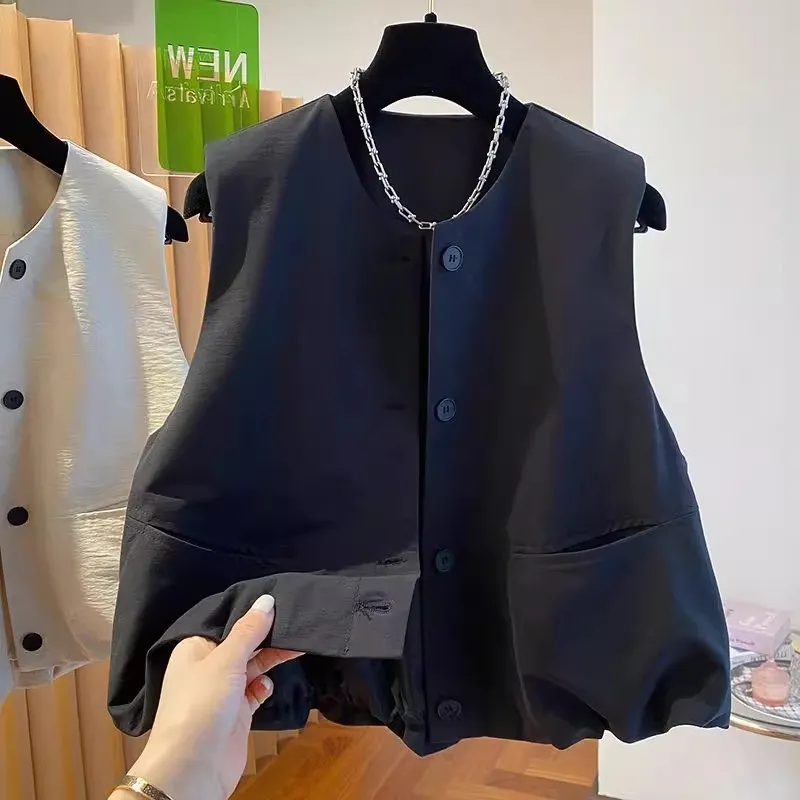 Femmes gilet manteau 2025 printemps automne sans manches mode dames gilet veste ample décontracté polyvalent dame gilet vêtements d'extérieur