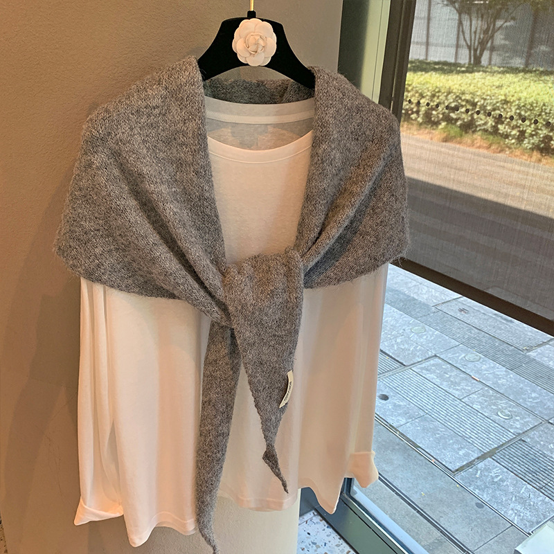 Laine hiver écharpe pour femmes chaud triangle tricot foulards Hijab solide dame châle enveloppement femme Pashmina Bandana foulards nouveau
