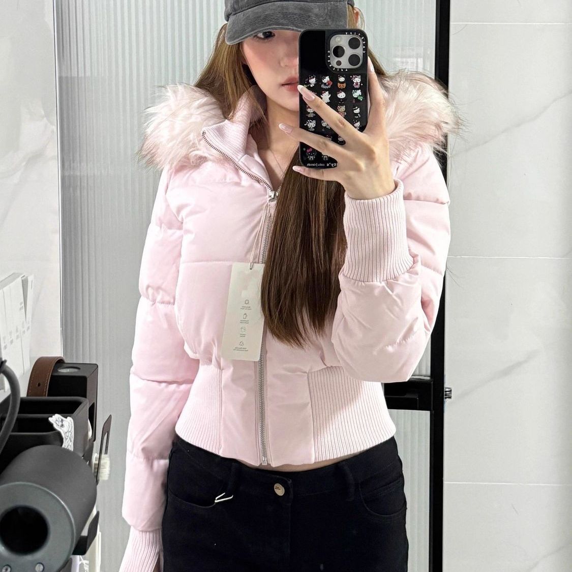 Manteau d'hiver chaud pour femme, veste courte matelassée à capuche en fourrure, parka coupe-vent streetwear, veste rembourrée en coton tendance