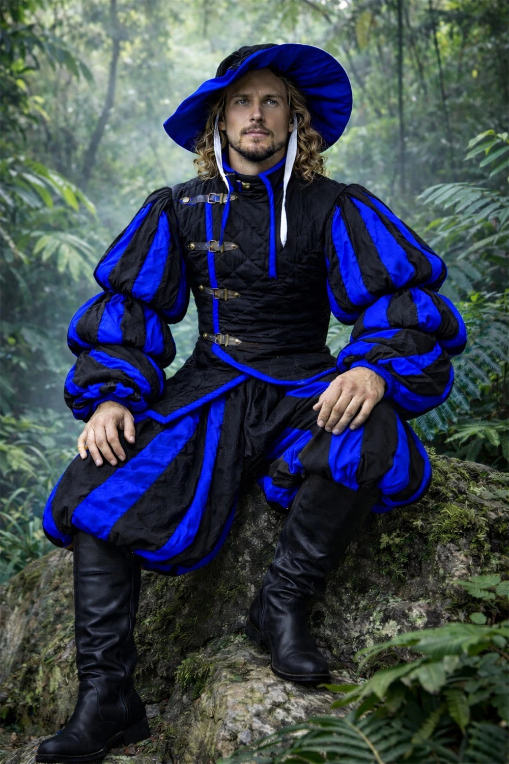 Costume de guerrier médiéval Landsknecht Renaissance pour homme, tenue de guerrier Viking LARP, tunique, pantalon, costume de prince, roi, noble