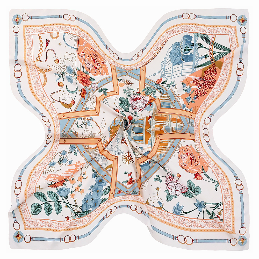 Foulard Carré à Imprimé Floral pour Femme, 130cm, Grand Bandana, Hijabs, Nministériels d Papillon