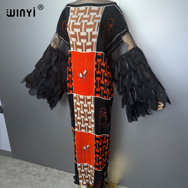 Robe plissée élastique WINYI, style kaftan de luxe de Dubaï, paréo de plage, abaya pour femme musulmane, soirée, style plissé