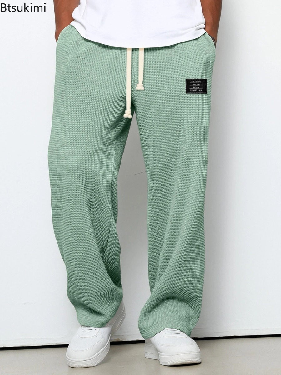 Hommes printemps et automne marque à la mode ample drapé jambe droite pantalons de survêtement décontracté jambe large sport pantalon décontracté vêtements masculins
